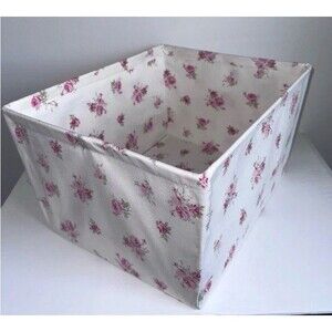 Simply Shabby Chic Rachel Ashwell Pink Rose Fabric Storage Bin Tote 10x17x14